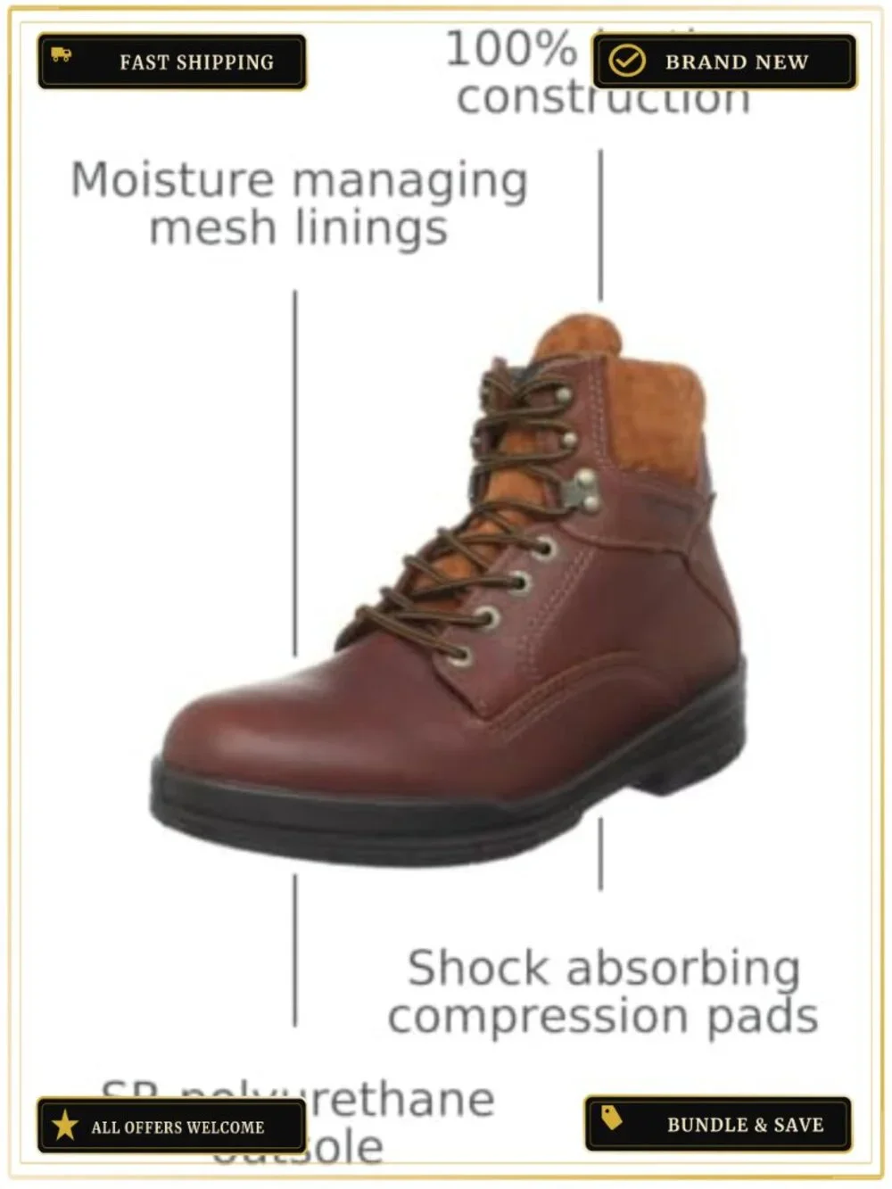 Men's Leather Steel Toe Work Boots